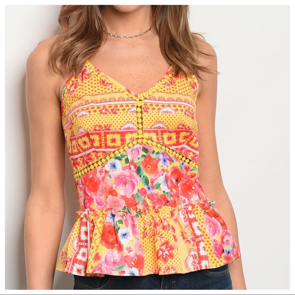Yellow Red Strap Top NEW - Picture 2 of 2